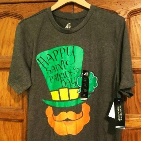 NEW ST. PATRICK'S DAY Leprechaun IRISH Cotton/Poly Gray T-Shirt Men's‎ Size Lg. - Picture 1 of 6